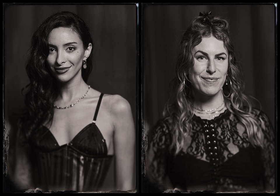 murder mystery party tintype photobooth two female portraits