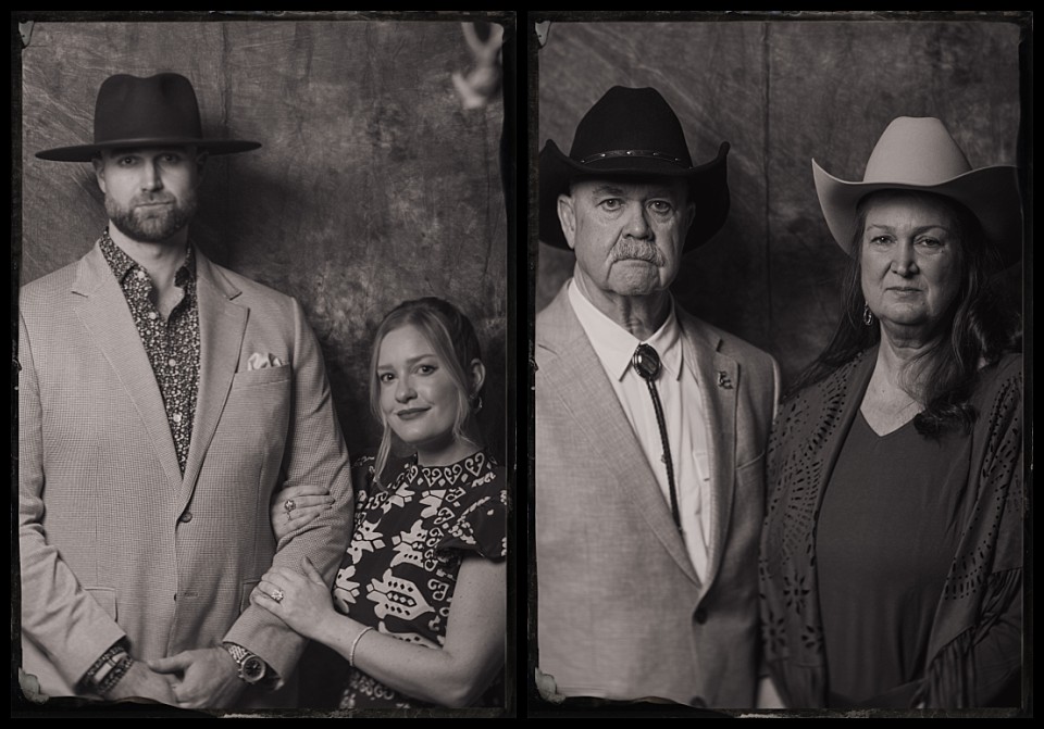 tintypes of couples at a welcome party at the caribou club