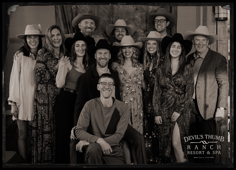 devils thumb ranch tintype of big group at the party