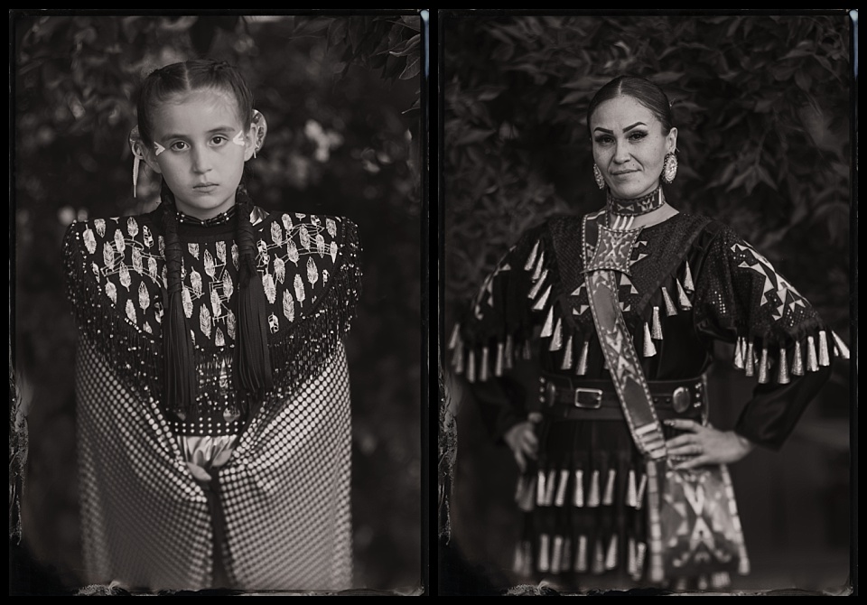 douglas county fair tintype photobooth rocky mountain indigenous dancers daughter and mother