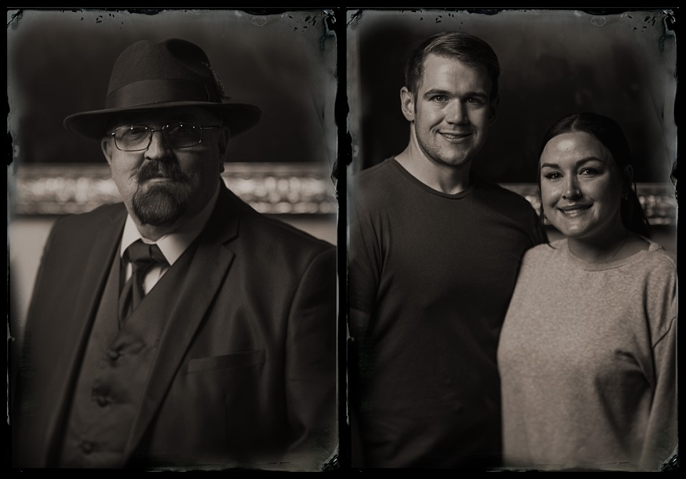 tintypes at georgies in denver portraits of a man in a fedora and a couple