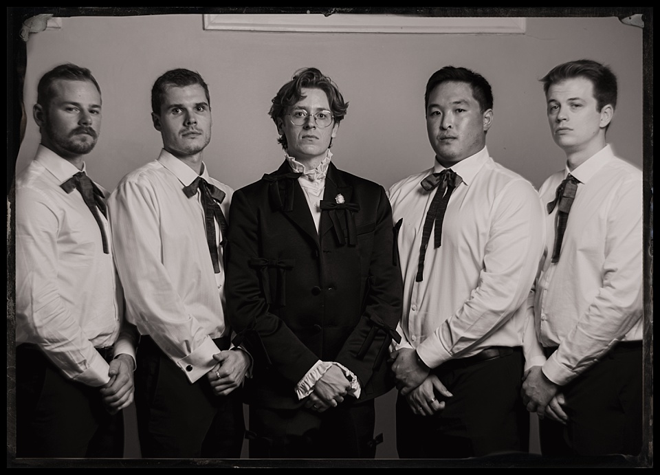 grant humphreys wedding tintype photobooth groom and groomsmen with vintage bowties