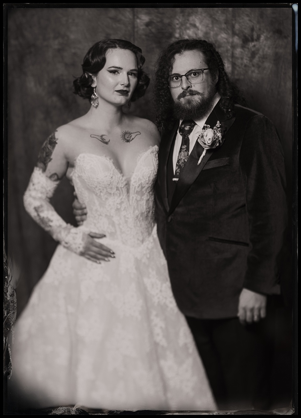 greenbriar inn wedding tintype photobooth bride and groom together