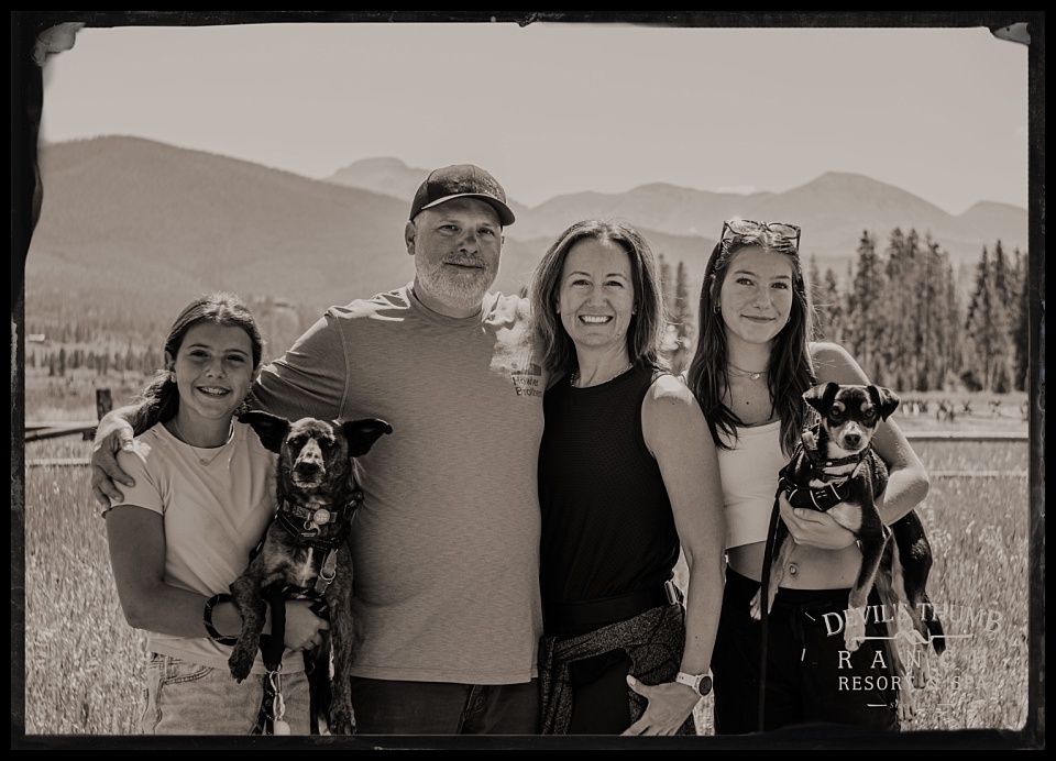 labor day tintypes devils thumb ranch family portrait with mountains in background