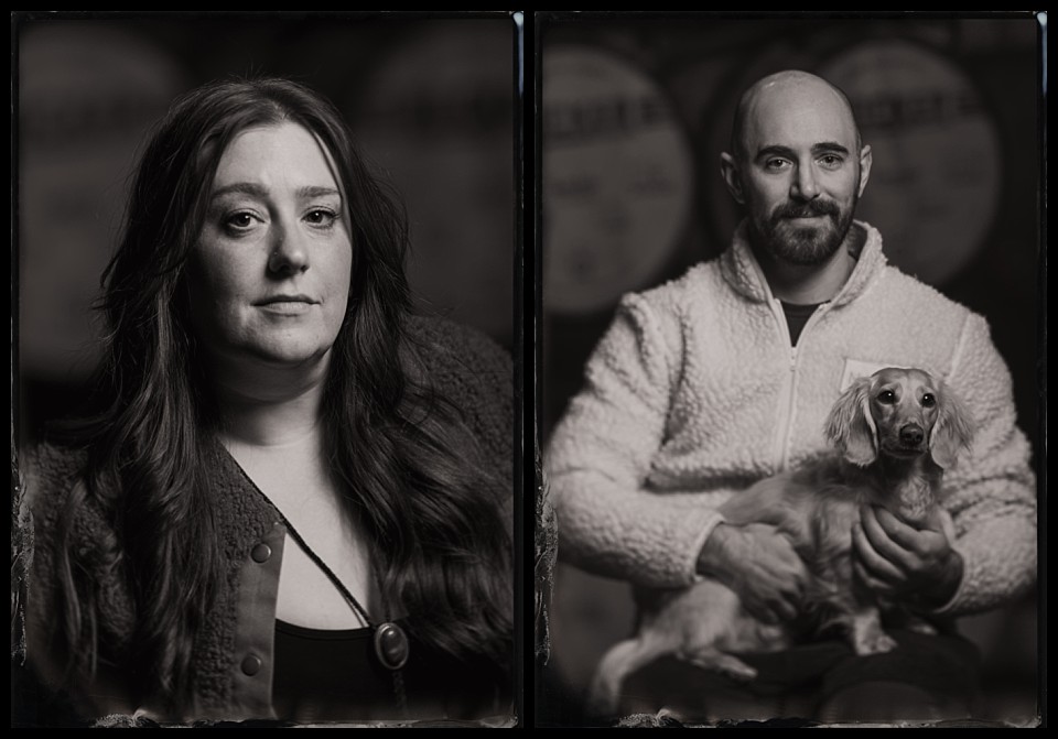 ratio beerworks stock show party tintypes portrait of a woman and a man and his dog