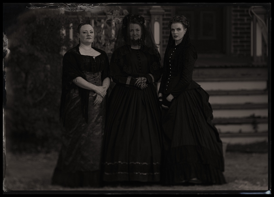 spirits and spirits tintype photobooth mourning ceremony women outside four mile house