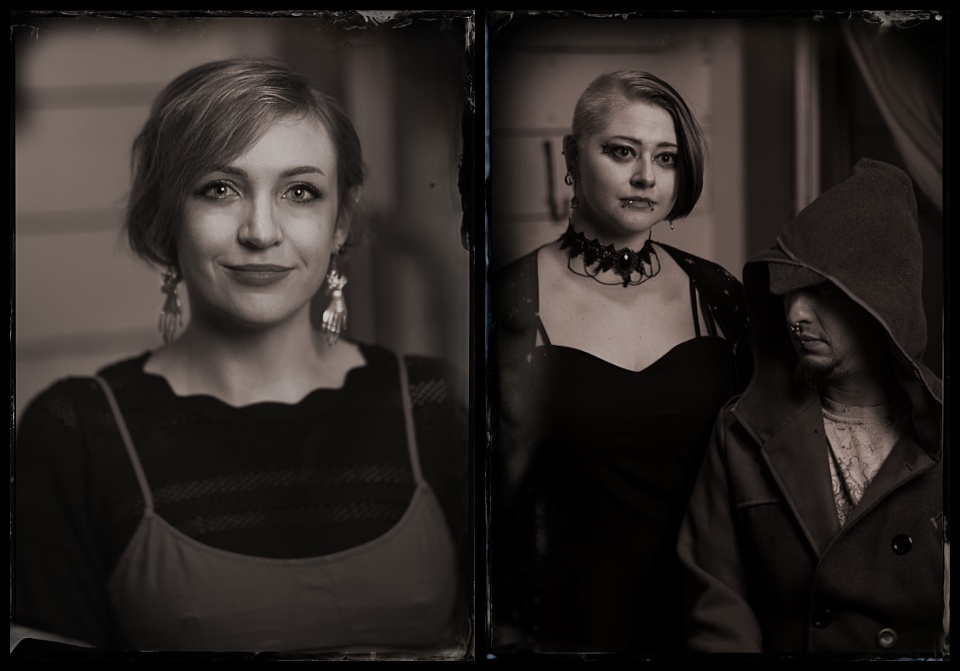 spirits and spirits tintype photobooth lady with hand earrings