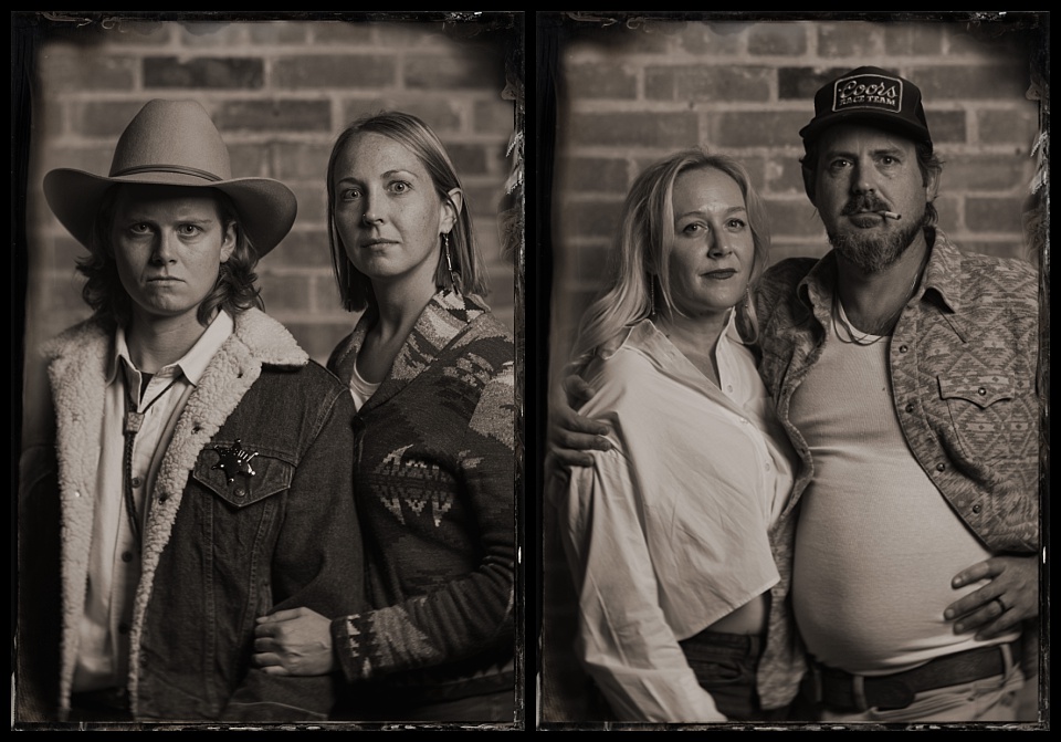 tintype photobooth wild west winterfest couple with an intense stare