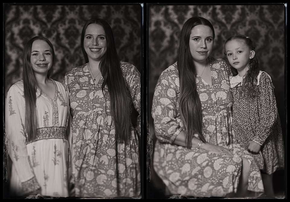 tintypes at jubilee days wyoming territorial prison museum statehood day mom and her young daughter in prairie dresses